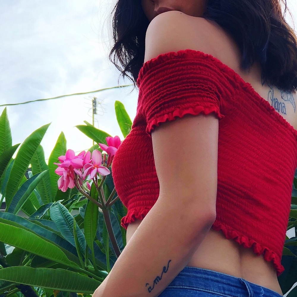 off the shoulder crop top